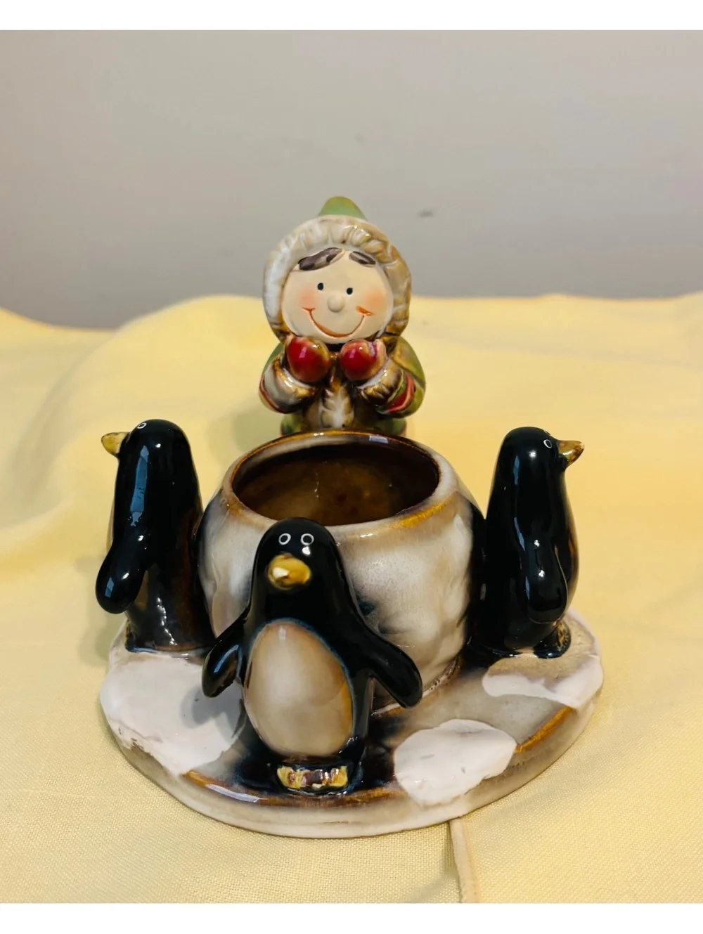 2003 Retired 3 Ceramic Candle Holder Designer Ronnie Walker Penguin Eskimo Seal